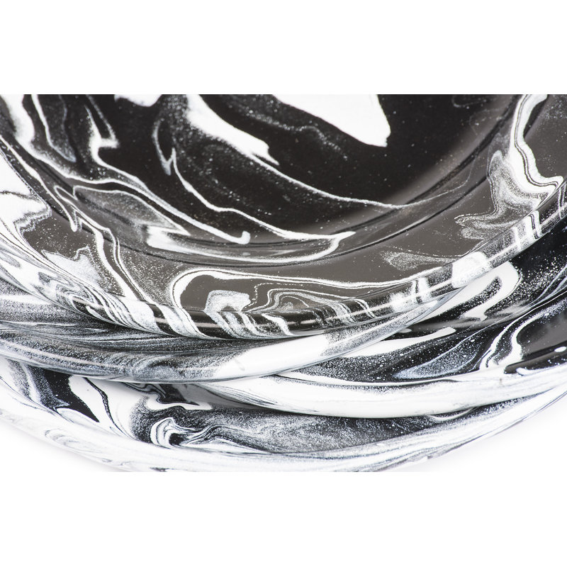 Hand Painted Enamel Ottomar 7" Plate, Black