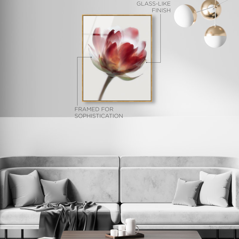 Crimson Core II High-Gloss Frameless Acrylic Glass Wall Art Abstract Print by Oliver Gal, Ready to Hang, 16 x 20, 21"H x 25"W