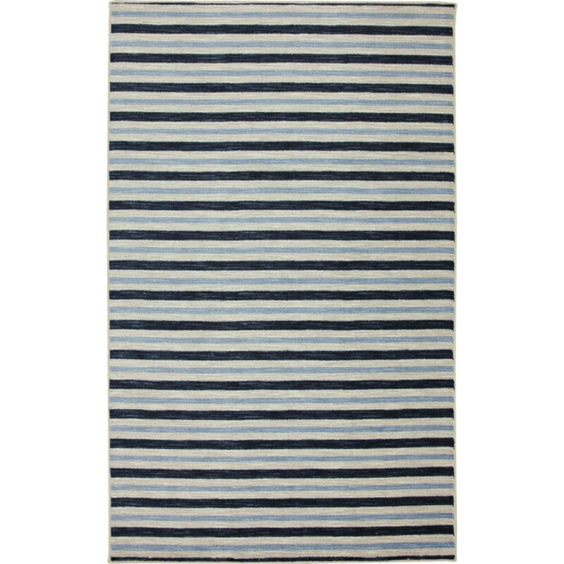 Tapis rayé bleu Newell, Rectangle 5 pi x 8 pi