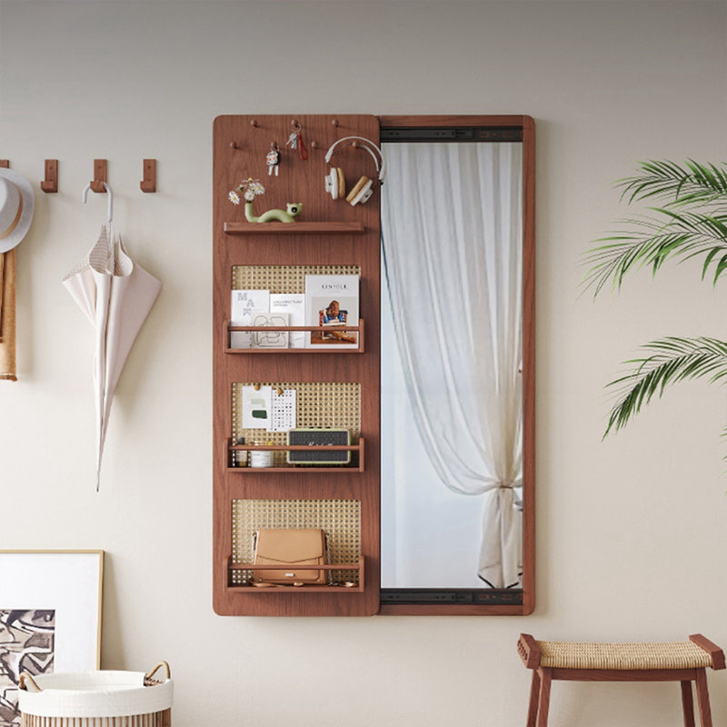 Miroir pleine grandeur rectangulaire en bois massif, 47,24 po x 29,53 po