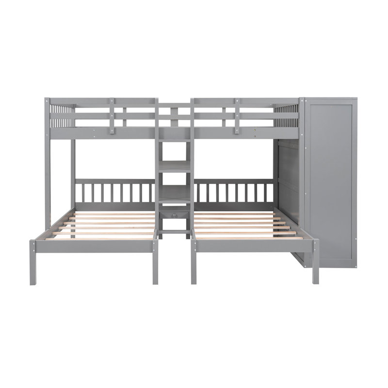 Jamaur Kids Full,Twin Bunk Bed with Drawers, Gray