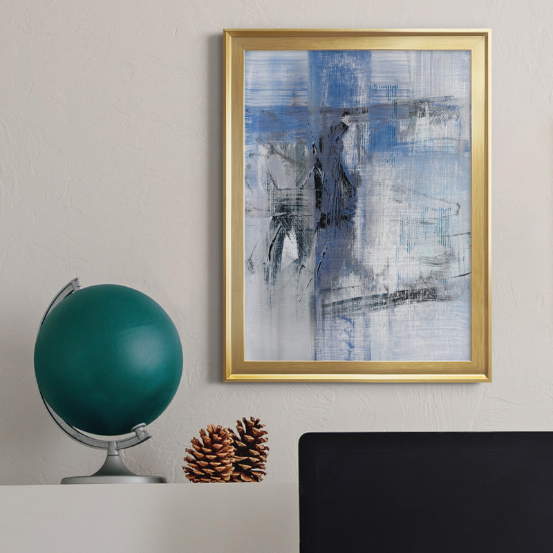 Reflections in Indigo - Peinture sur toile encadrée, H 22,5 po x l 30,5 po x P 1,5 po, Or