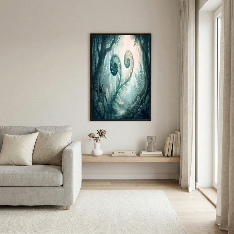 Art mural sur toile bleu sarcelle frisé, H 28 po x l 40 po