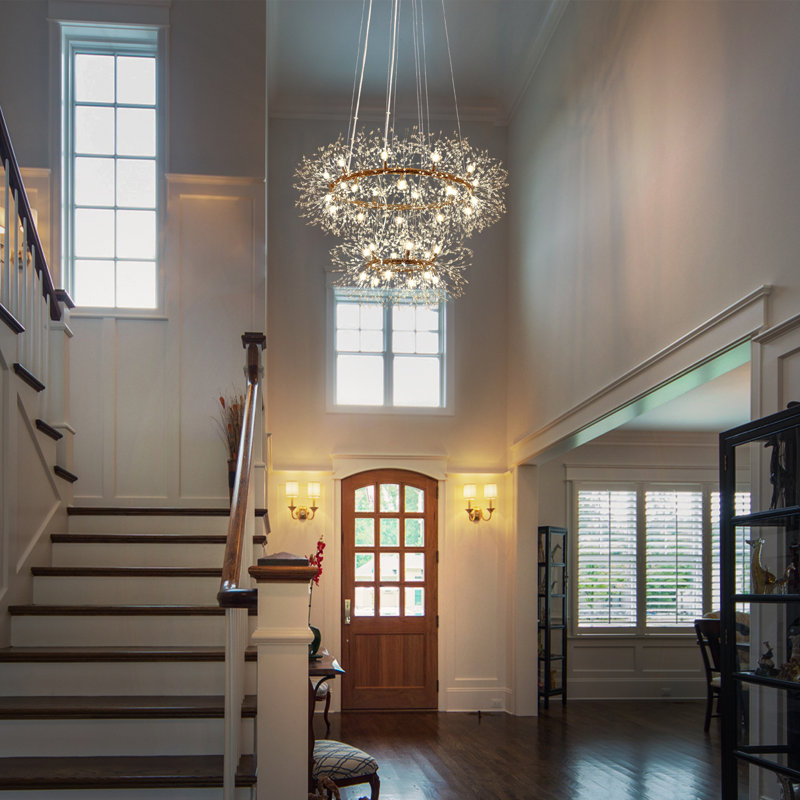 Geetika 32 - Light Dimmable Wagon Wheel Chandelier, Gold