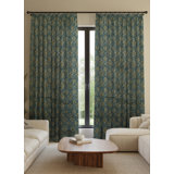 Fabdivine Dark Gray with Off White Linen Fabric Floral Hanmdade Block Print Pinch Pleated Curtains 100% Blackut Room Darkening Home Décor or Bed Room Window Drapes, Vishal Pushp