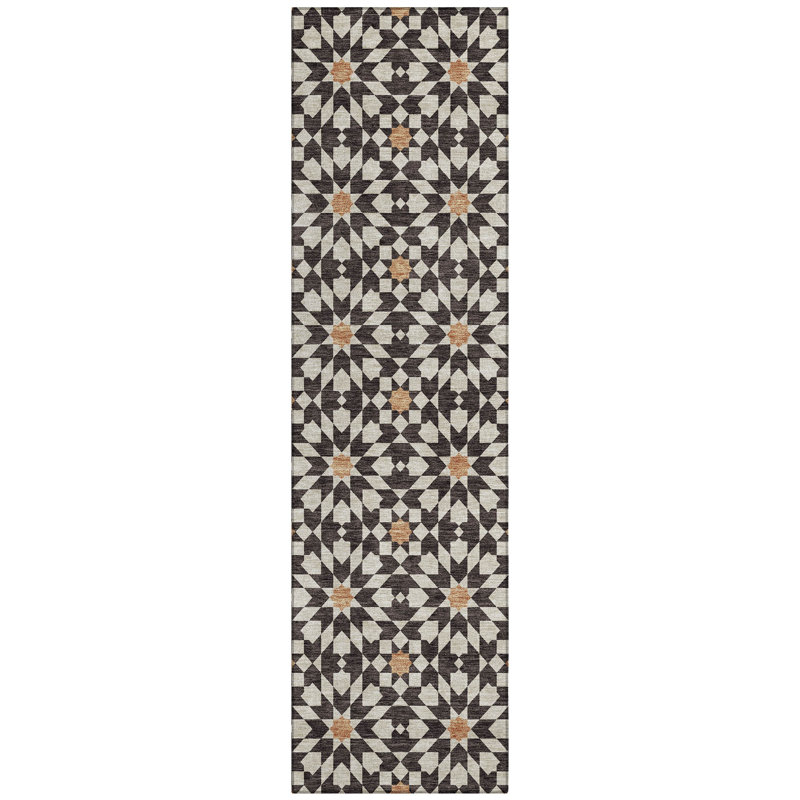 Washable Floral Indoor / Outdoor Rug, Runner 2'3" x 7'6"