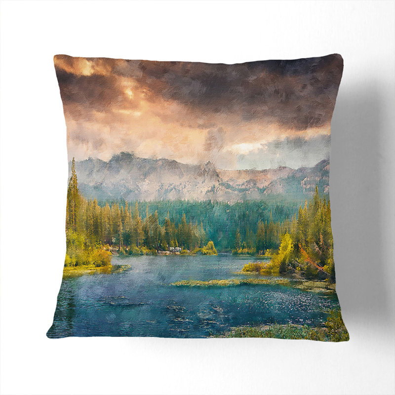 Forest and Lake Vol.4 Painting Scatter Cushion, 40cm H x 40cm W x 15cm D