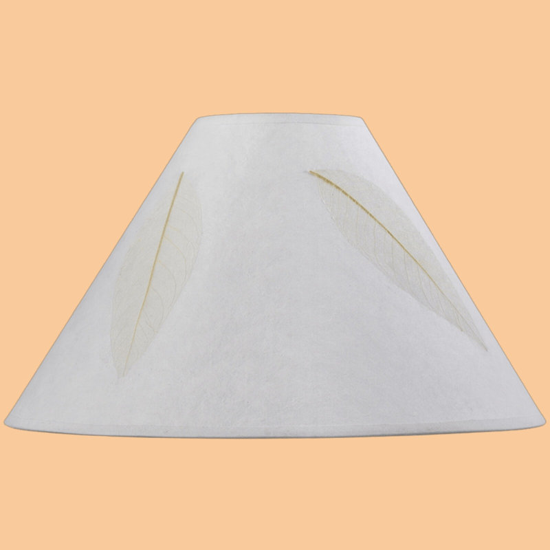 Abat-jour rigide rond en papier de riz beige à motif de feuilles, 26,7 cm de hauteur