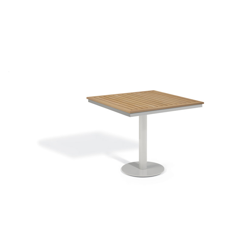 Travira Outdoor Square Bistro Table, 38" W x 38" L x 29.5" H, Natural Tekwood, Flint