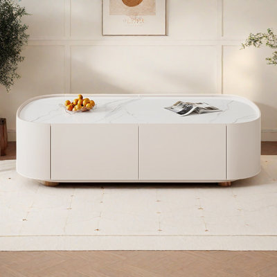 Cream wind rock board end table