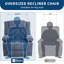 Fauteuil inclinable massant et chauffant avec très grand repose-pieds, porte-gobelet et poches latérales pour le salon-2128650674