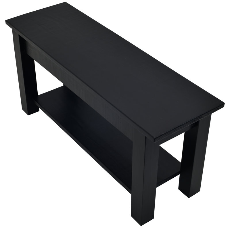 Banc de rangement en bois massif Rosalva, H 17 po x l 66 po x P 12 po