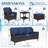 5-Person Patio PE Wicker Furniture Set with Side Table, 3-Seat Sofa, 2 Armchairs and 2 Ottomans with Blue Cushions-288161095