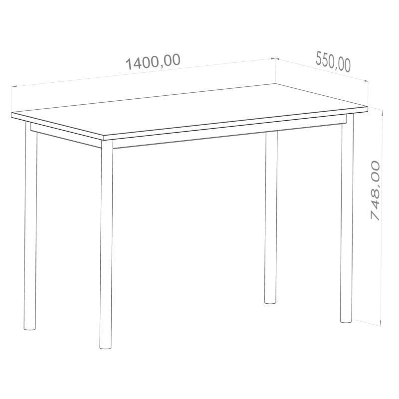 Bureau d'étude moderne avec pieds en métal, panneau de particules 100% mélamine, épaisseur: 0,7 pouce | Conception élégante et fonctionnelle pour les bureaux à domicile et les espaces d'étude
