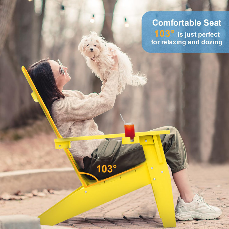 Modern All Weather Outdoor HIPS Plastic/Resin Adirondack Chair Fire Pit Chairs Oversized Patio Chair With Cup Holder(SIX SETS)