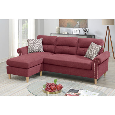 Canapé modulaire réversible en velours rouge paprika
