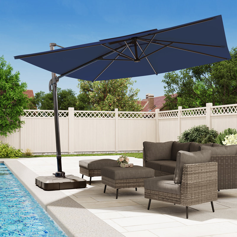Parasol de patio extérieur carré douillet 10 pi Gentle Chic, Bleu