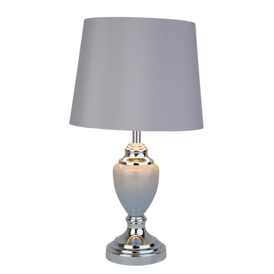 Zellner 45cm Grey Chrome Table Lamp
