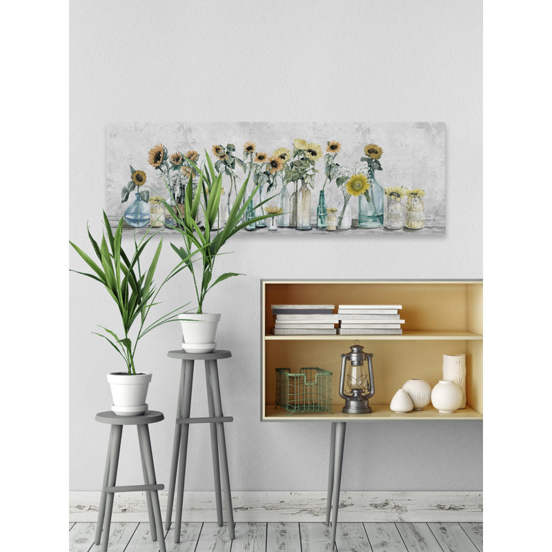Sunflower Sets - Wrapped Canvas Painting, 51cm H x 152cm W x 3.81cm D