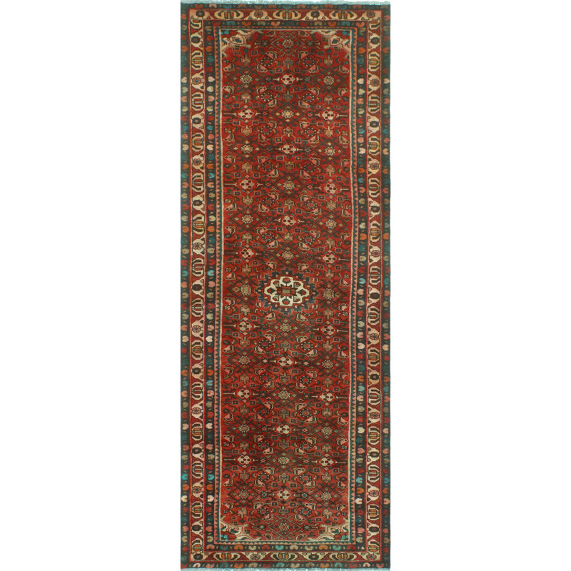 One-of-a-Kind 3'10" X 10'5" New Age Runner Wool Area Rug in