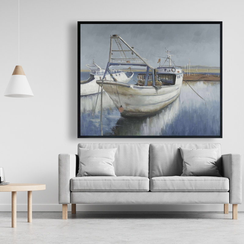 Blue Fishing Boat Print On Canvas