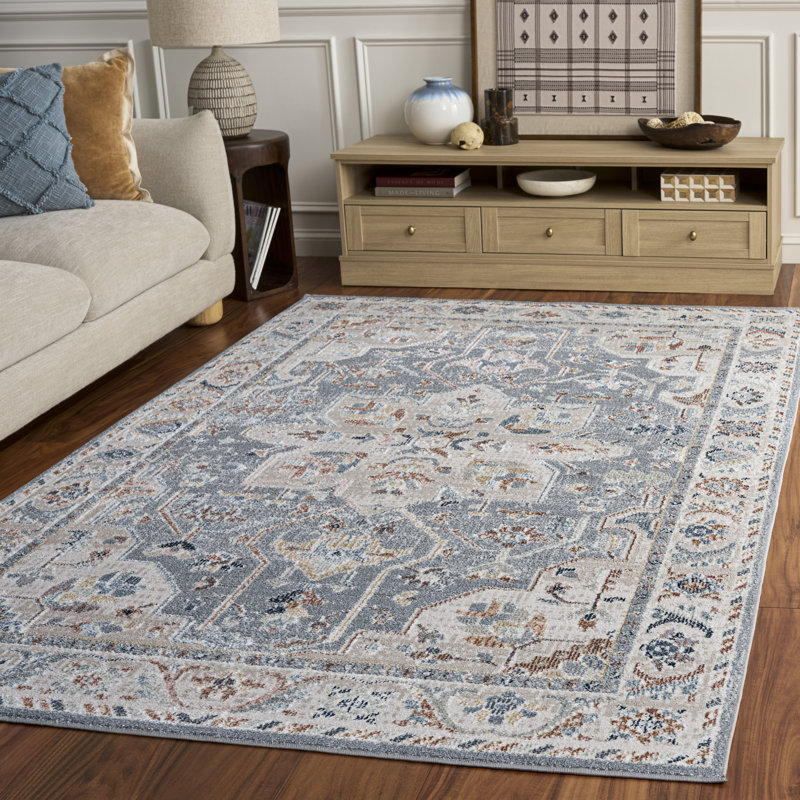 Tapis beige / bleu Bonnert Blair, Rectangle 5 pi 3 po x 7 pi 6 po