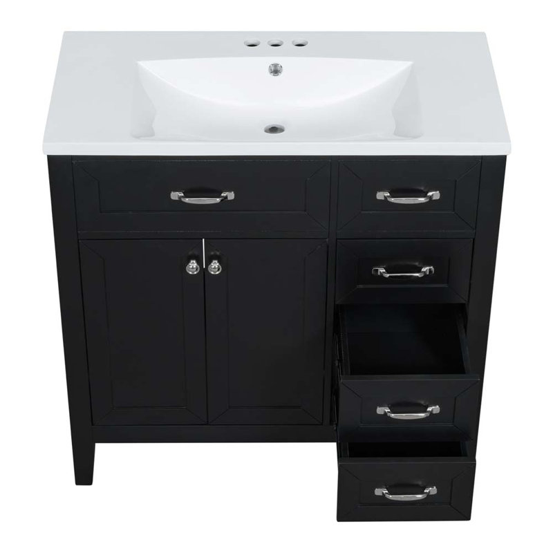 Ensemble de meuble-lavabo avec tiroirs 36 po Siety, Noir