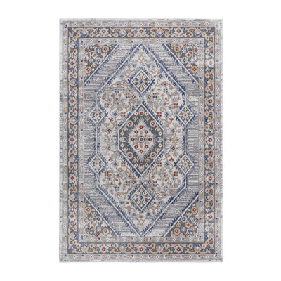 Tapis tissé et non délesté 2 x 3, bleu / crème /, teint, ornement salon salle à manger chambre bureau élégant tapis 2 x 3, non délesté, pour un usage domestique