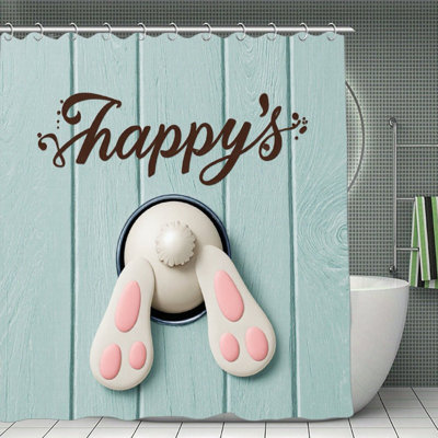 Rideaux de douche à porte bout à bout Bunny pour salle de bain, 71 po x 71 po