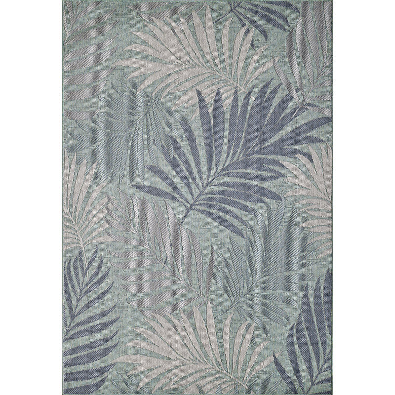 Ablie Floral Machine Woven Indoor / Outdoor Area Rug, Aqua, Rectangle 2'7" x 3'11"