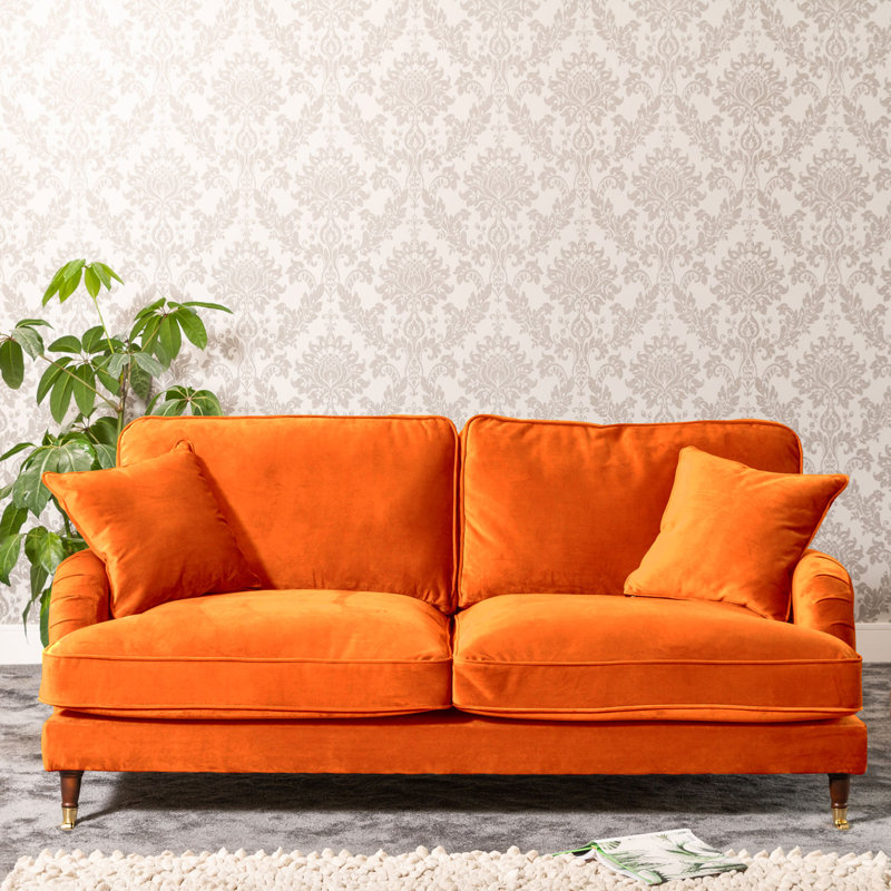 Fabiola Velvet Sofa, 4, Orange
