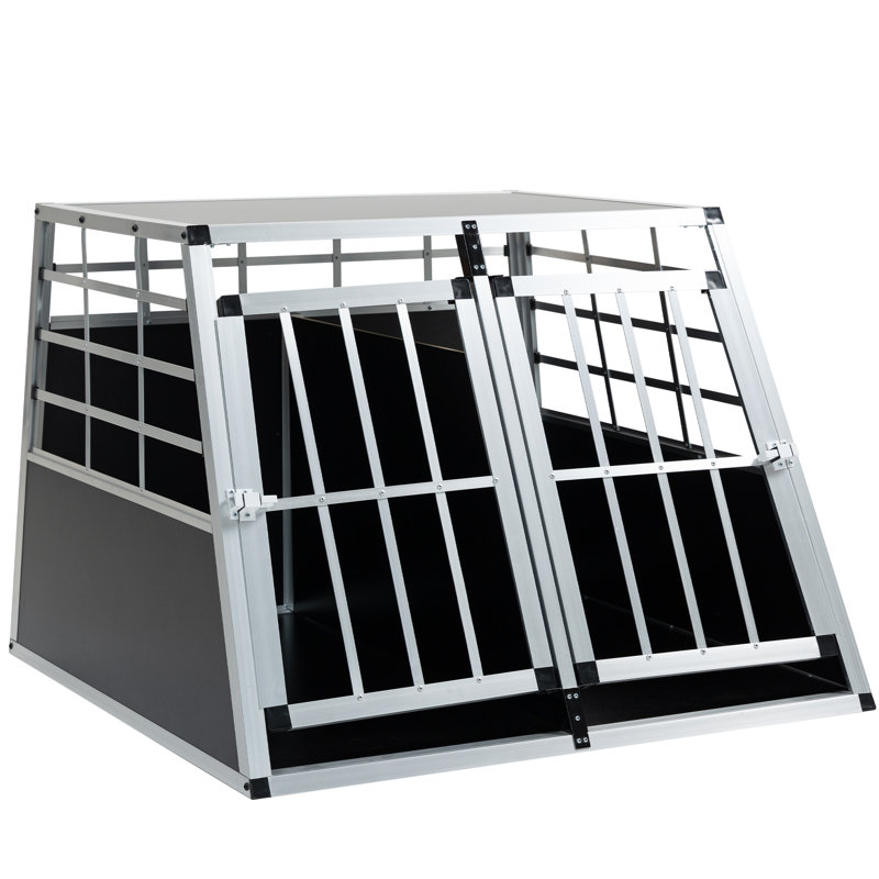 Cage de transport pour animaux en aluminium à double porte