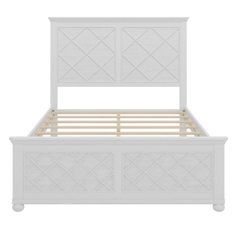 Structure de lit en bois massif Coastal Farmhouse, blanc antique, Double