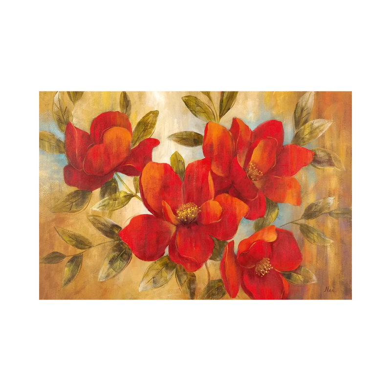 Jardin Rouge II by Nan - Painting on Canvas, 30.48 cm H x 45.72 cm W, Wrapped Canvas
