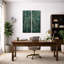 Décoration forestière avec bouleaux vert turquoise et fleurs blanches – Ensemble de 2 impressions sur toile encadrées 81 x 30 x 5 cm-134738898-134738899