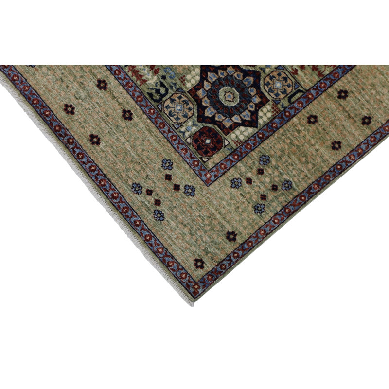 Hand Knotted Wool Area Rug in Beige, Rectangle 5'1" x 7'4"