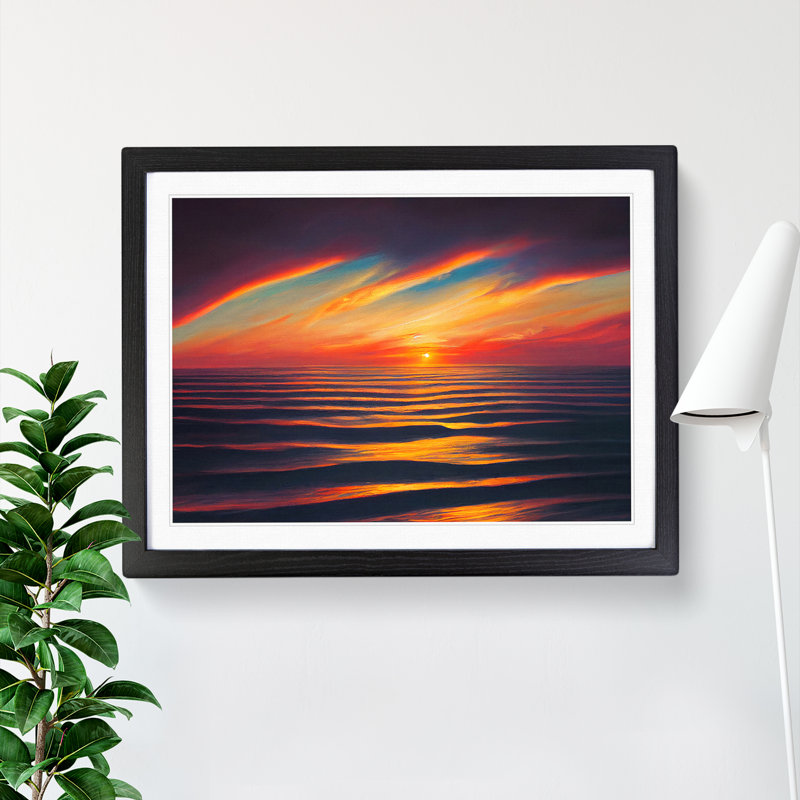 XH1022-8619X Sunset Seascape Vol.1 - Single Picture Frame Print, 34cm H x 46cm W, Black
