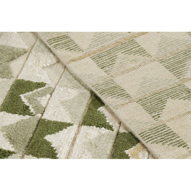 Scandinavian Hand Knotted Geometric Area Rug, Rectangle 8' x 10'