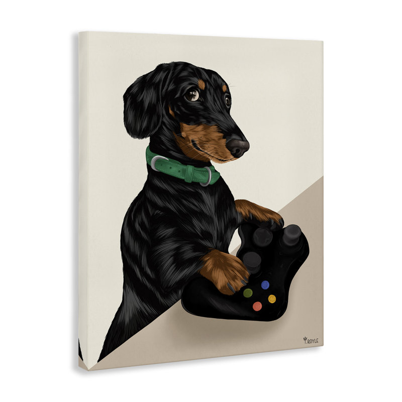 «Gamer Dachshund Dog» par Tara Royle, H 48 po x l 36 po