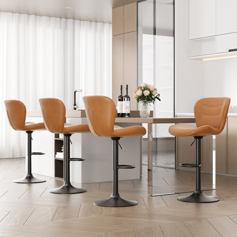 Adjustable Height Counter Stool with Metal Frame, 6, Yellow