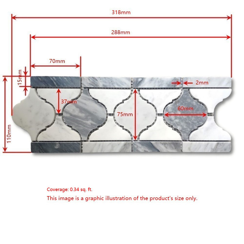 4" x 11" Marble Random Mosaic Wall & Floor Tile