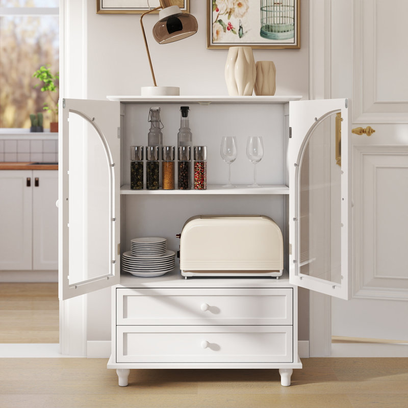 Armoire arquée en verre trempé avec 2 tiroirs