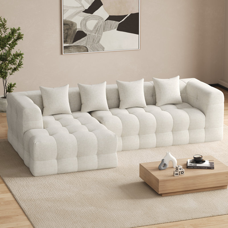 Canapé modulaire rembourré 2 pièces Boneless, Face à la gauche, Chenille blanche