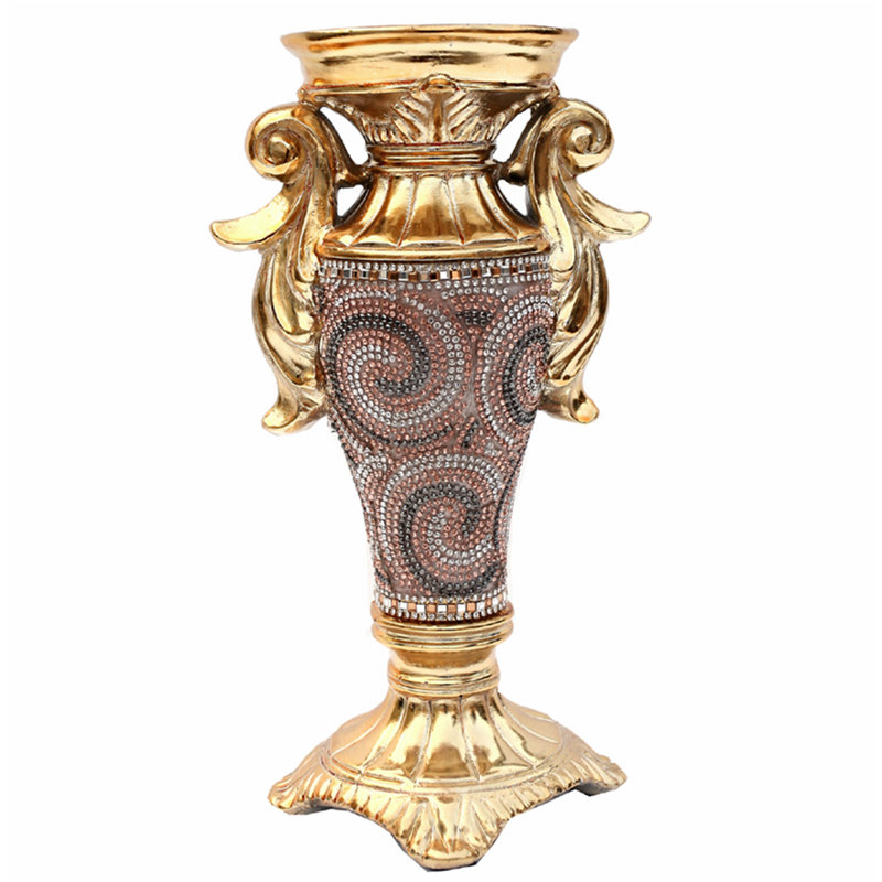 Vase en céramique orné de cristaux uniques, Or