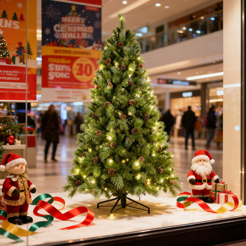 Arbre de Noël 5 pi avec pommes de pin, arbre de Noël artificiel facile à suspendre pour le bureau, H 5 pi