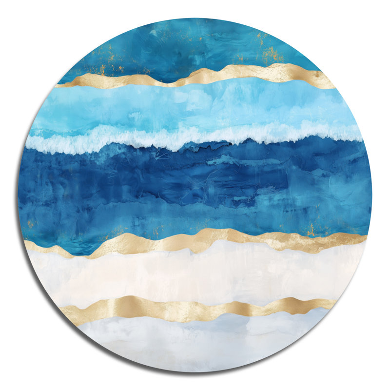 Décoration murale ronde en métal bleu et bleu Tropical Beach - vagues côtières, L 16 po x H 16 po
