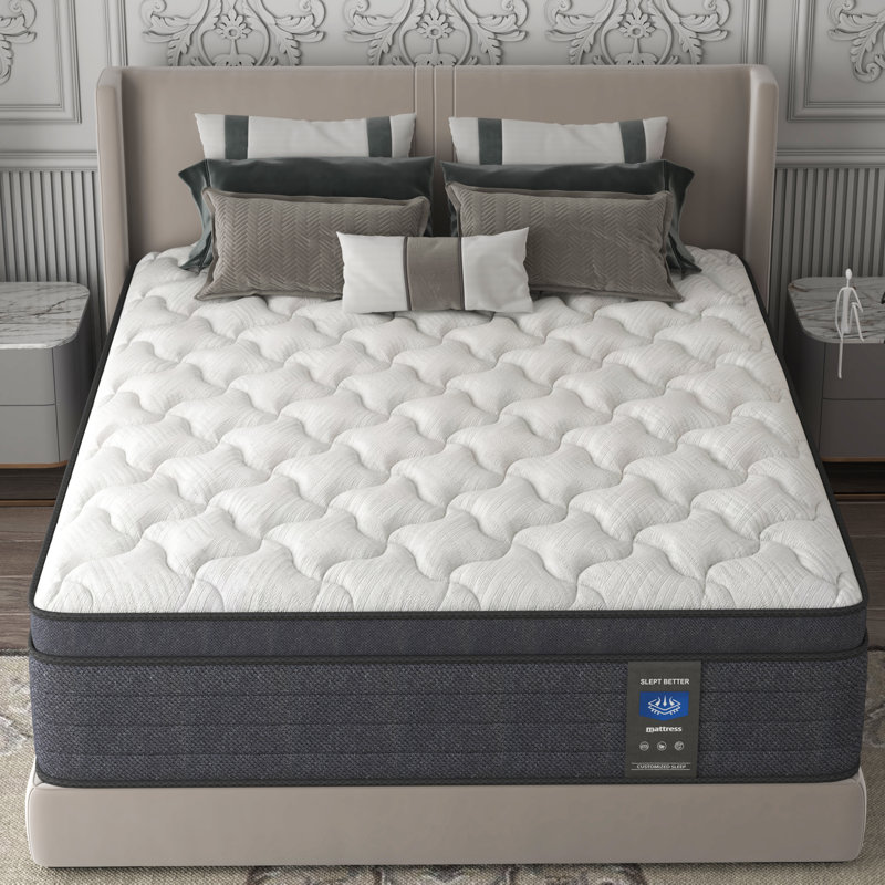 Matelas hybride en mousse viscoélastique gélifiée 10 po / 12 po / 14 po dans une boîte, mi-ferme, ressorts intérieurs ensachés pour isoler les mouvements et soulager la pression, certifié Certipur-us