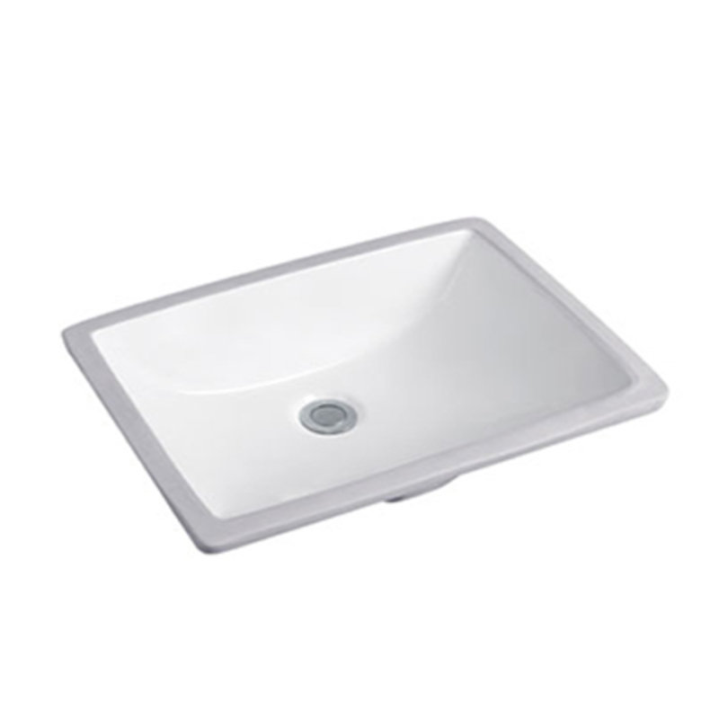 Lavabo de salle de bain rectangulaire encastré en céramique avec robinet et trop-plein, Noir, Noir