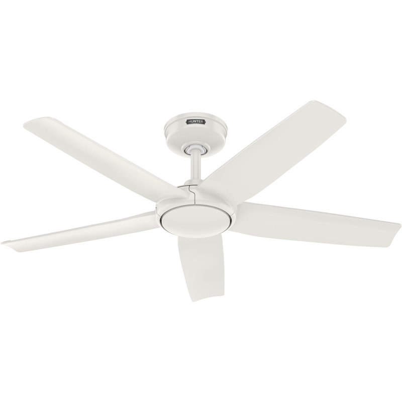 Hunter 44 inch Zentech Wi-Fi ENERGY STAR® Damp Rated 5-Blade Ceiling Fan with LED Light Kit and Handheld Remote, White, 44"