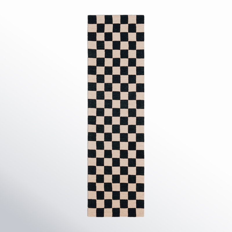 Tapis noir / beige Freesia, Tapis de couloir 2 pi 3 po x 8 pi
